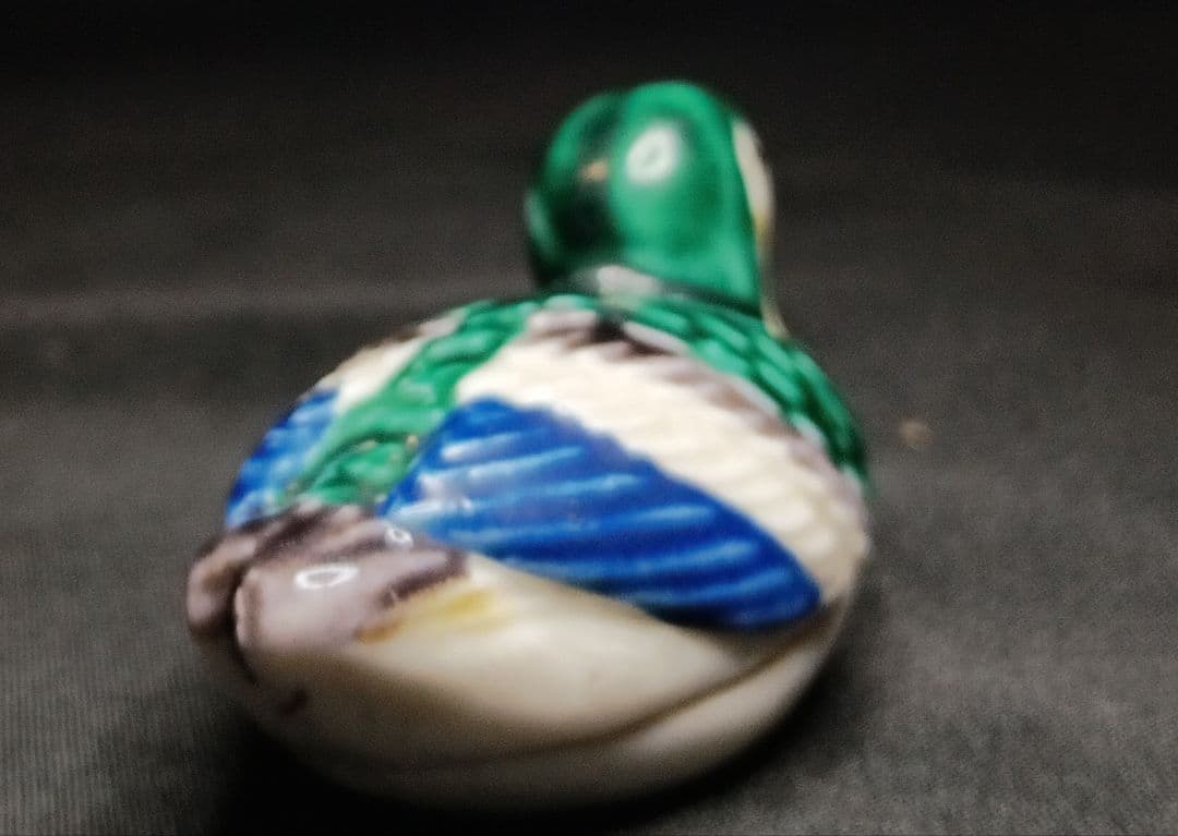 九谷焼　おしどり　香合　桐箱有　本体に花押有