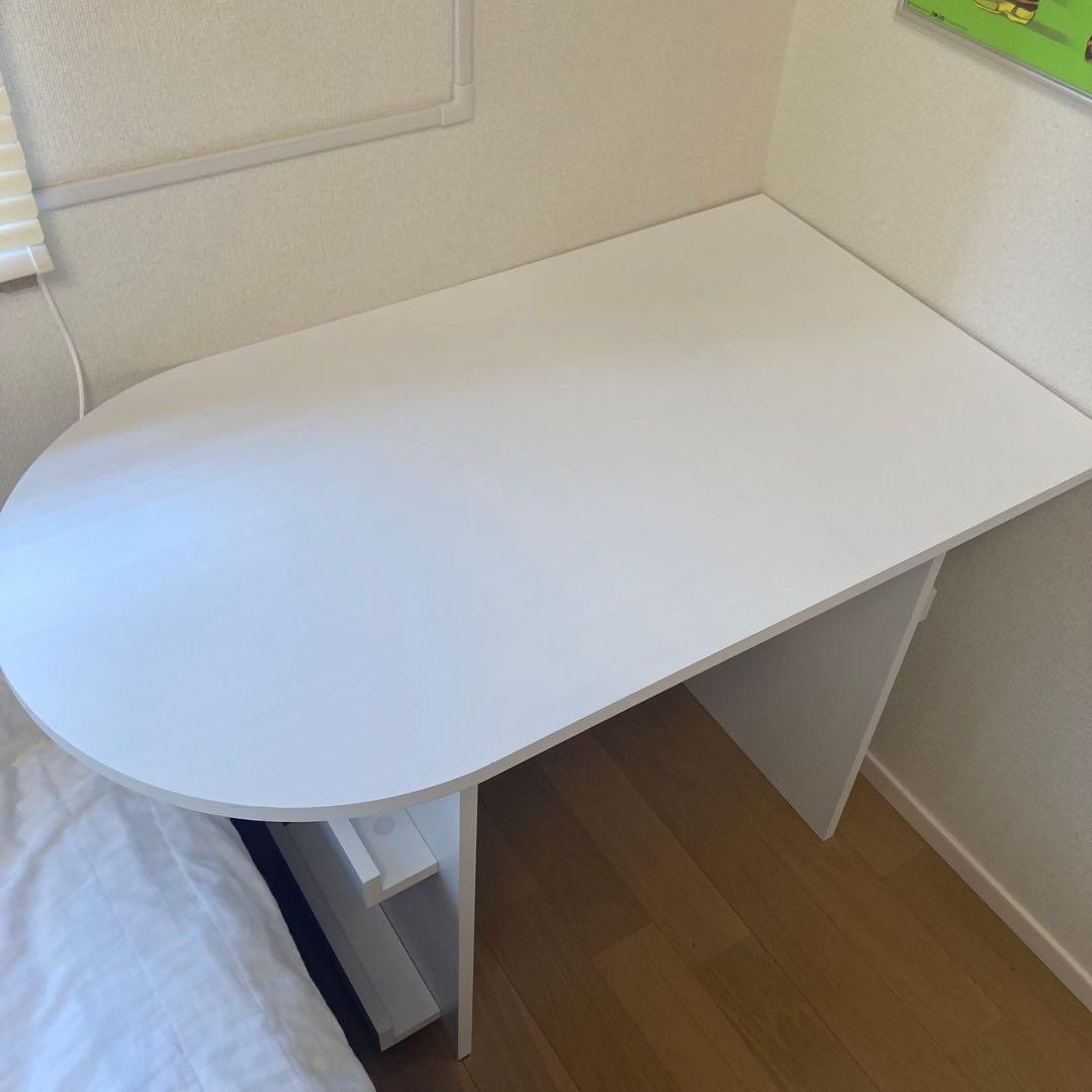 fun funダイニングテーブル　デスク　丸角　半円　ホワイト　シンプル