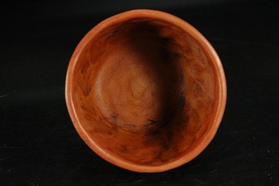 古い 西洋陶磁 朱泥 人物紋 茶器 桑蓋 茶道具伝来(K-YC381)