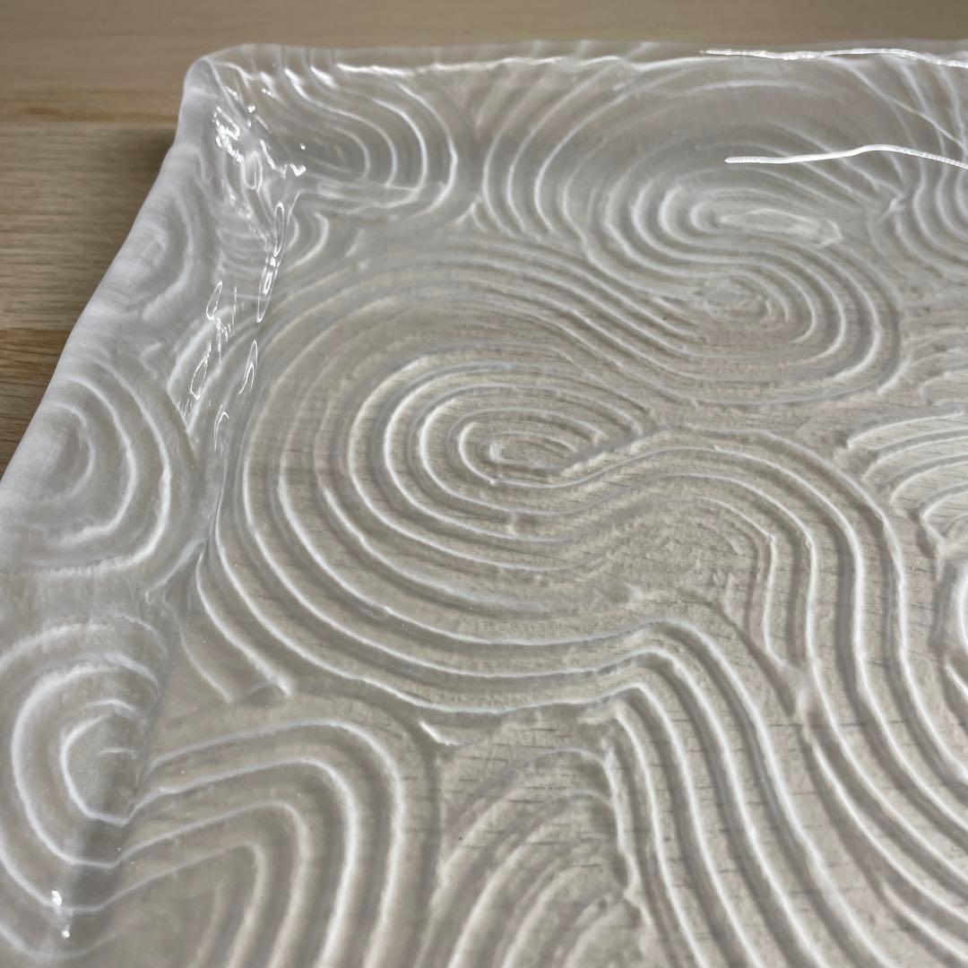 益子焼作家　坂田甚内　ガラス波状紋四方皿　箱なし