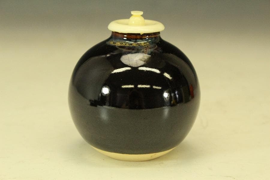 茶道具 唐物 彷古 文淋茶入 藤種緞子 仕服(RC934)