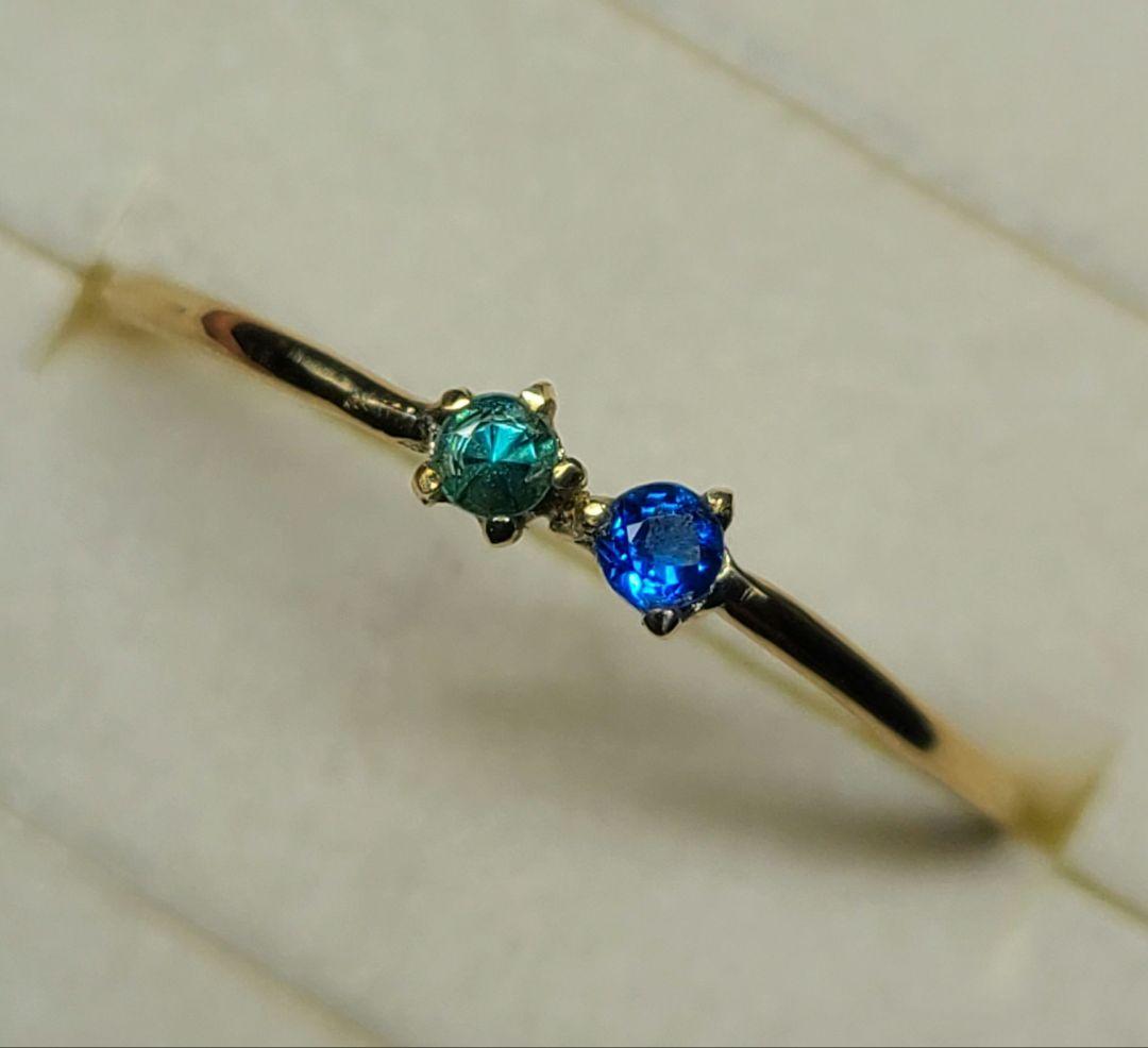 美しきビビッドブルーの共演★パライバトルマリン&アウイナイト18金リング★