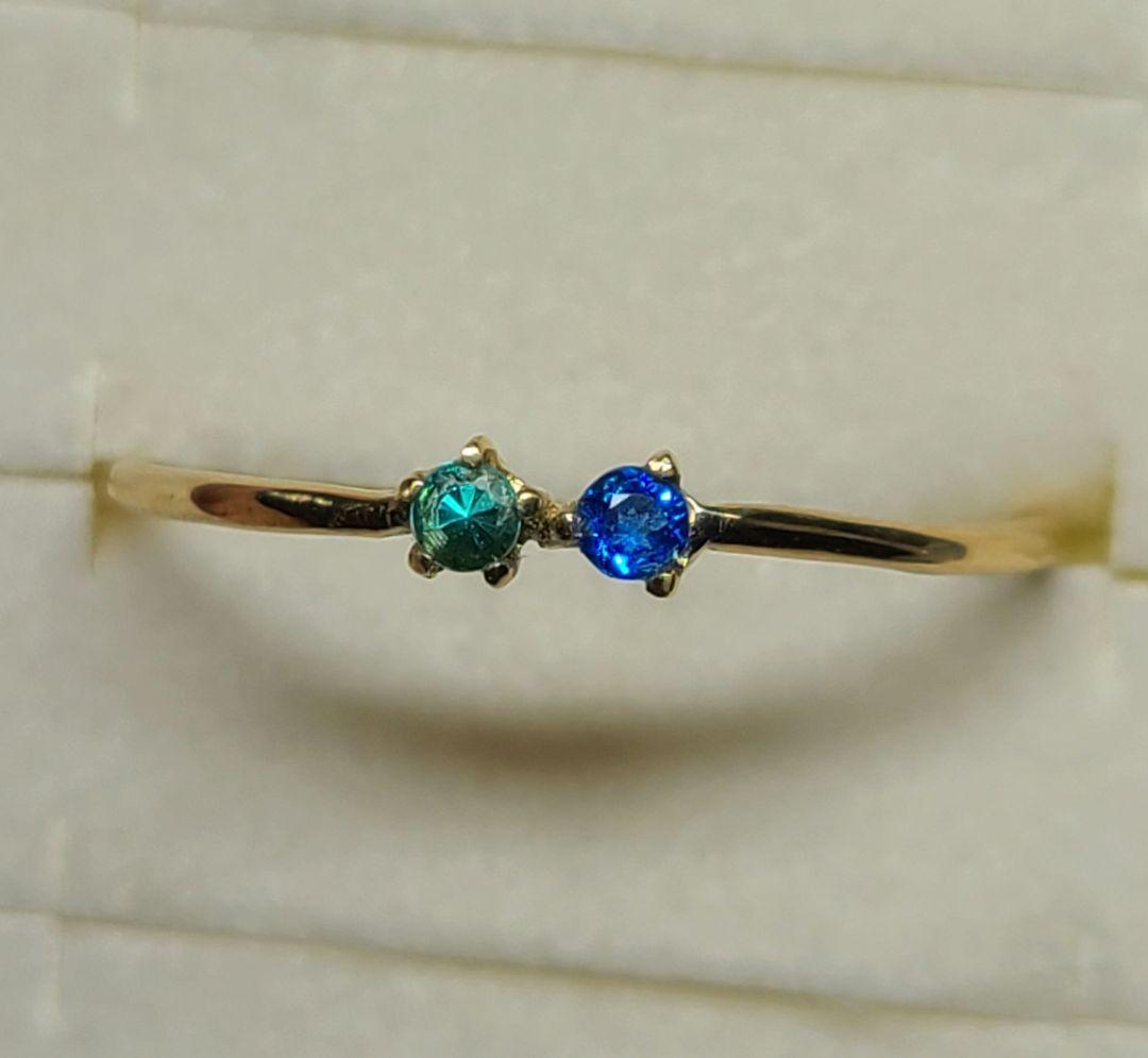 美しきビビッドブルーの共演★パライバトルマリン&アウイナイト18金リング★