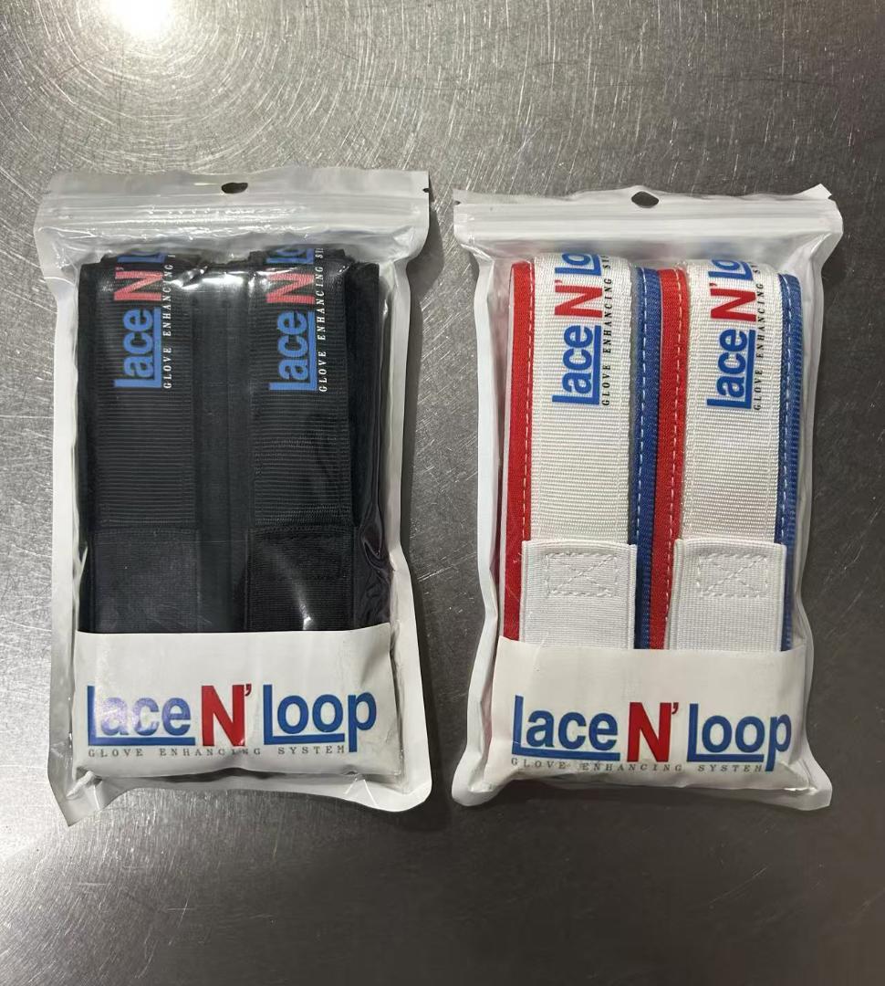 LaceNLoopレースンループ紐式グローブ用ストラップ 2個セット-黒と赤青白