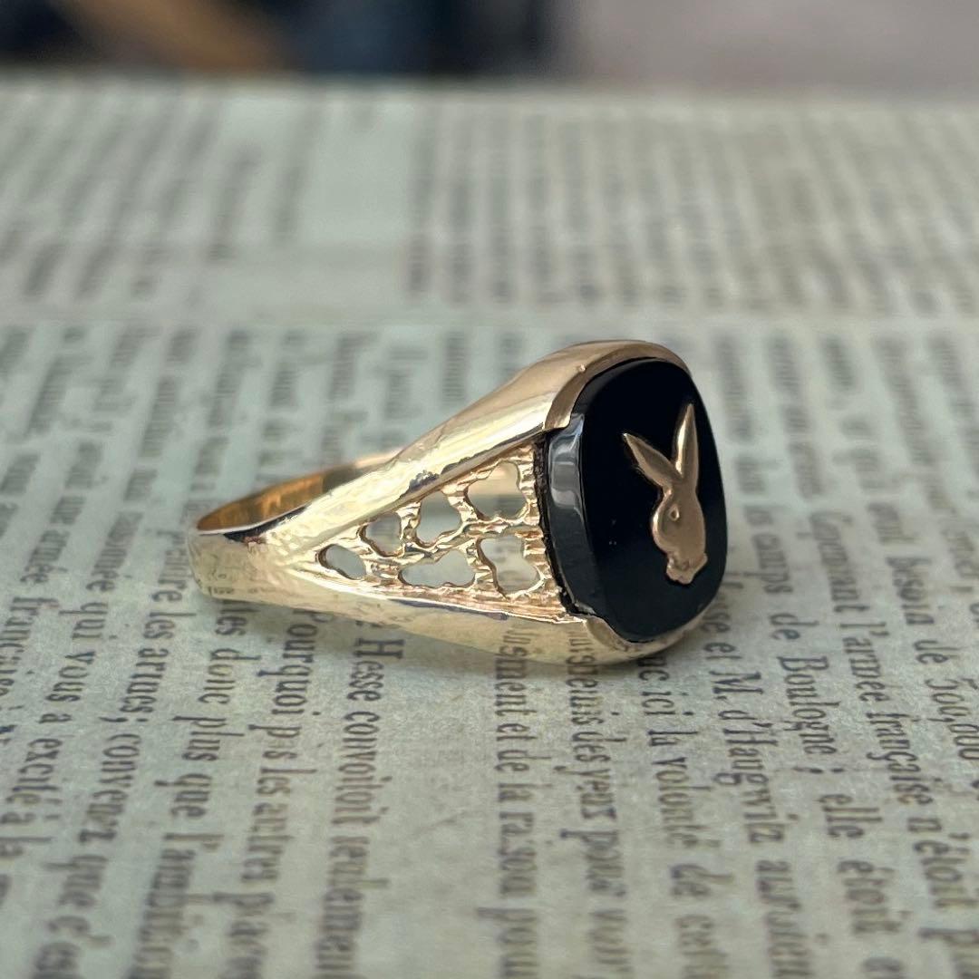 希少　英国　イギリス　ヴィンテージ　9k 9金　プレイボーイリング