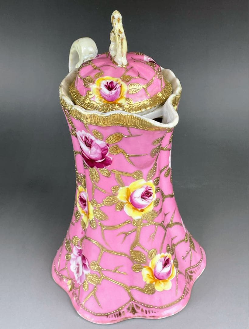 【専用】オールドノリタケ 金盛り 薔薇紋 ピンク ゴールド チョコレートポット