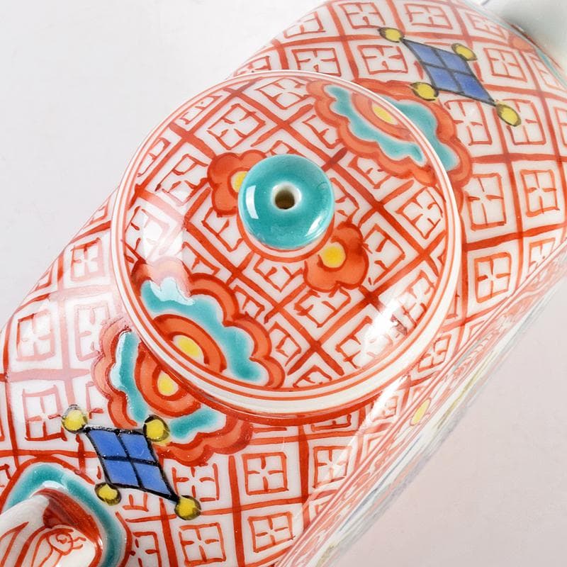 平安　渓仙造　扁壷色絵花鳥図　水注　共箱　M　R5047