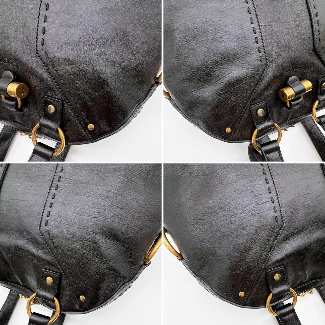 美品✨【イヴサンローラン】ミューズ オールレザー ハンドバッグ ブラック カデナ