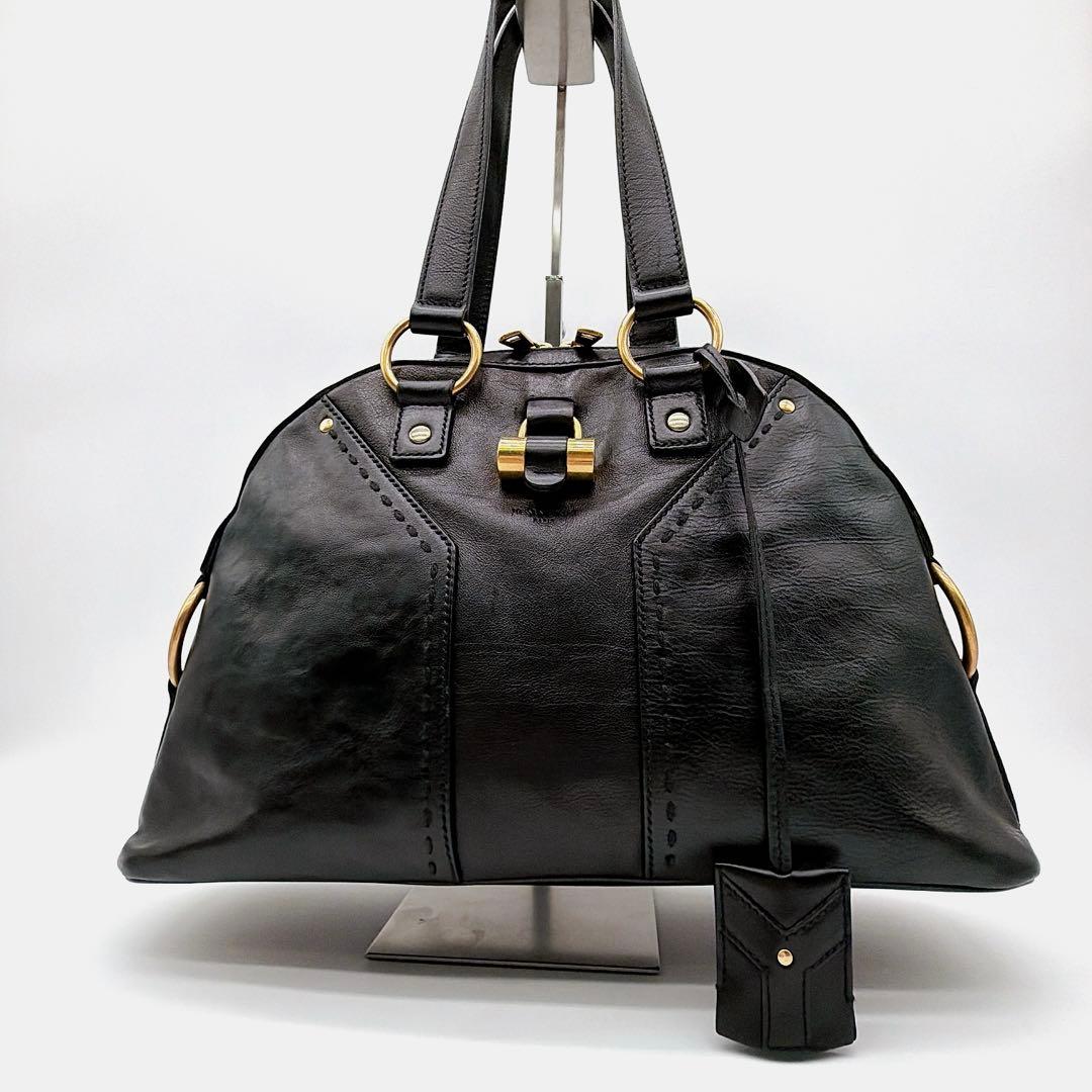 美品✨【イヴサンローラン】ミューズ オールレザー ハンドバッグ ブラック カデナ