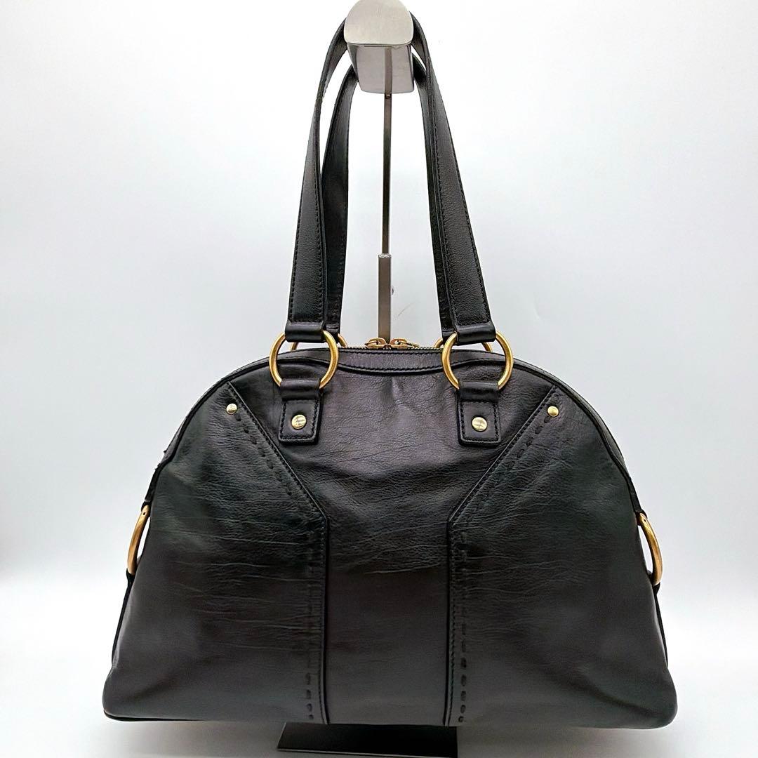 美品✨【イヴサンローラン】ミューズ オールレザー ハンドバッグ ブラック カデナ