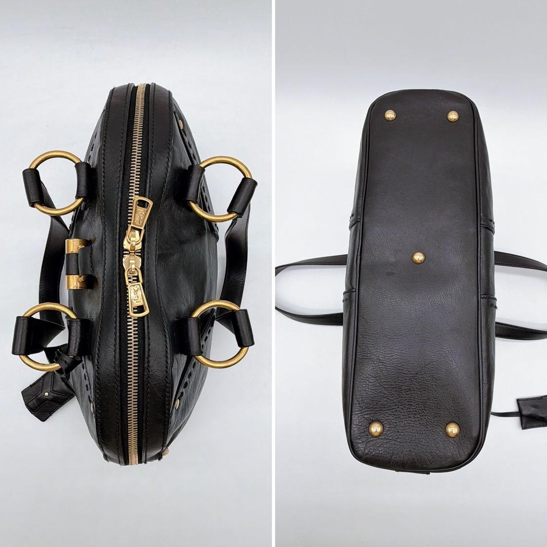 美品✨【イヴサンローラン】ミューズ オールレザー ハンドバッグ ブラック カデナ