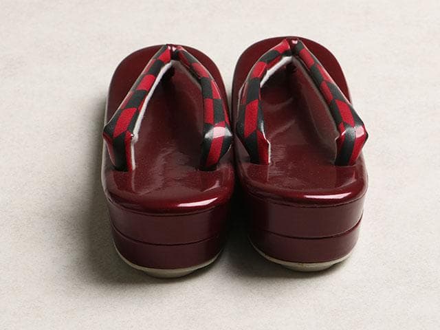 【新品】草履バッグセット　矢羽根柄(黒&赤)　 W40838