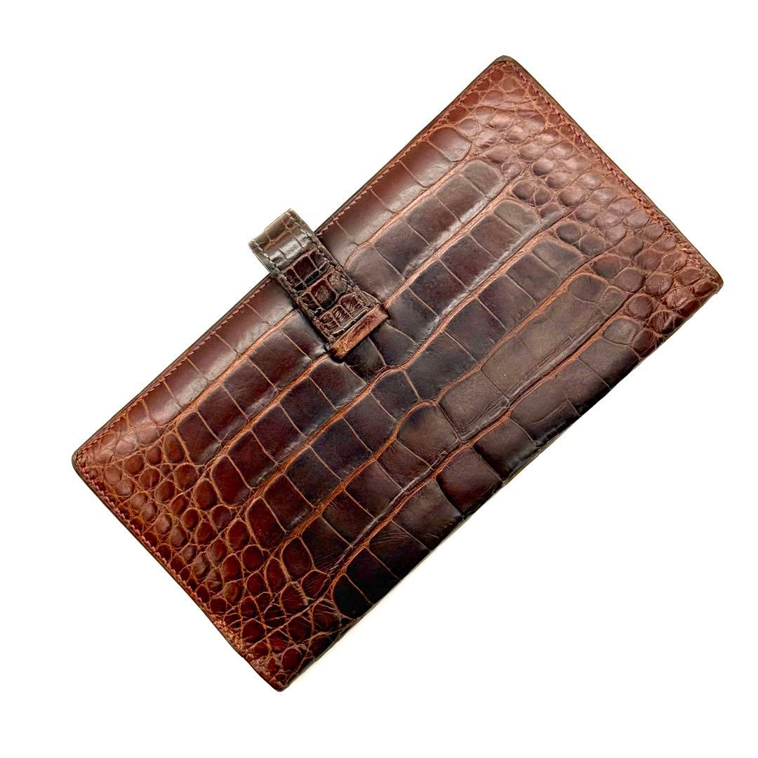 エルメス べアン アリゲーター クロコダイル エキゾチック 長財布 P32