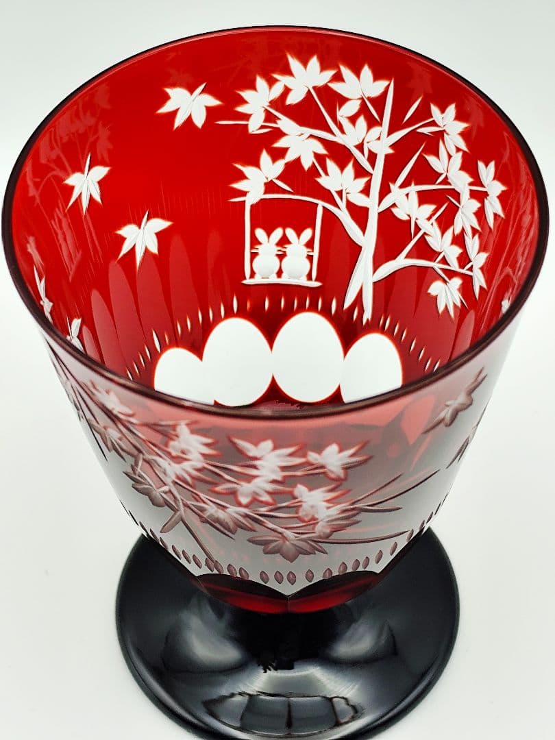 美品☆江戸切子 大久保忠幸 脚付グラス（切子 江戸切子 薩摩切子）