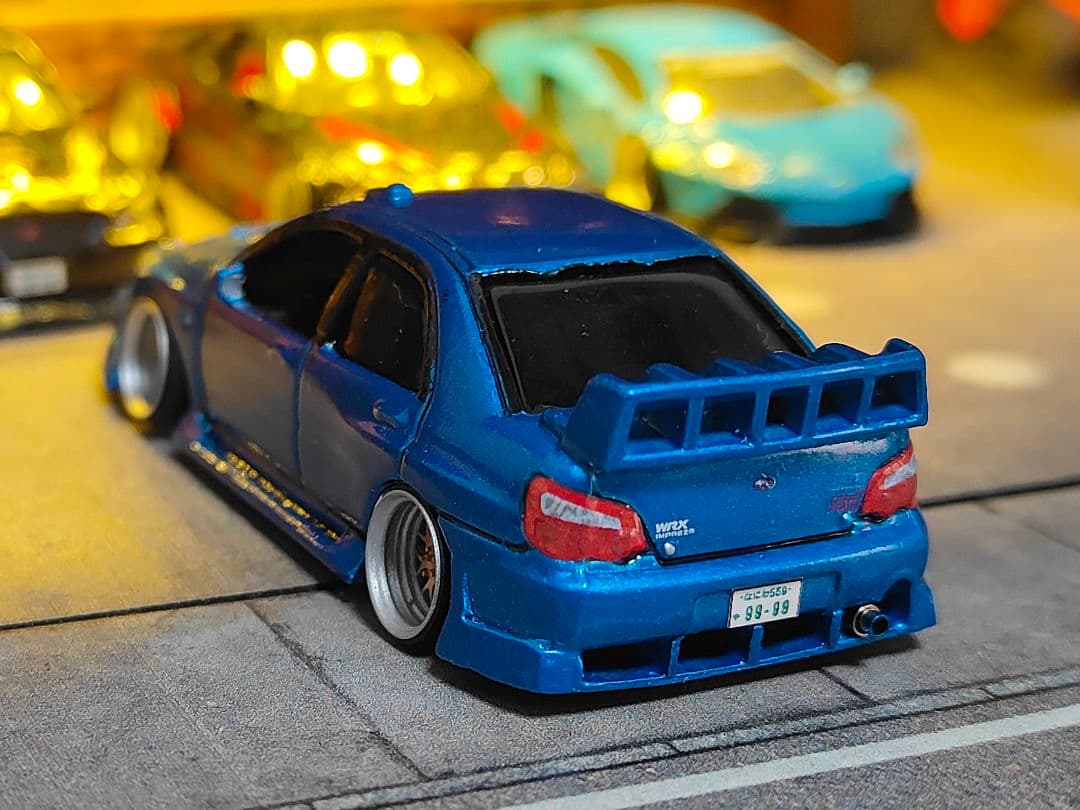 ホットウィールカスタム スバル インプレッサ フルエアロ ☆深リム☆トミカ改造☆