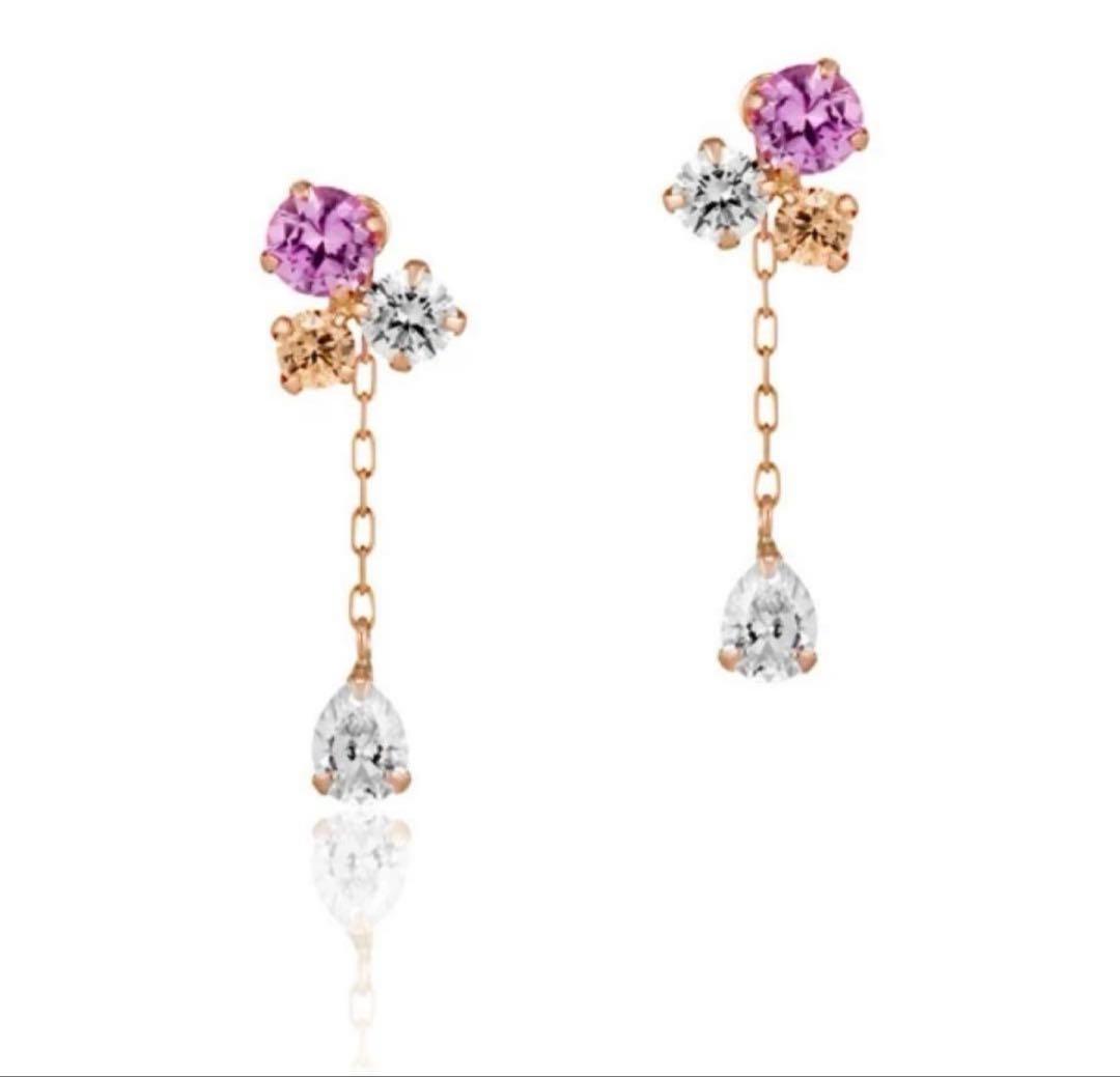 4℃ ヨンドシー K10 ピンクゴールド ピアス K10PG 3色 揺れ