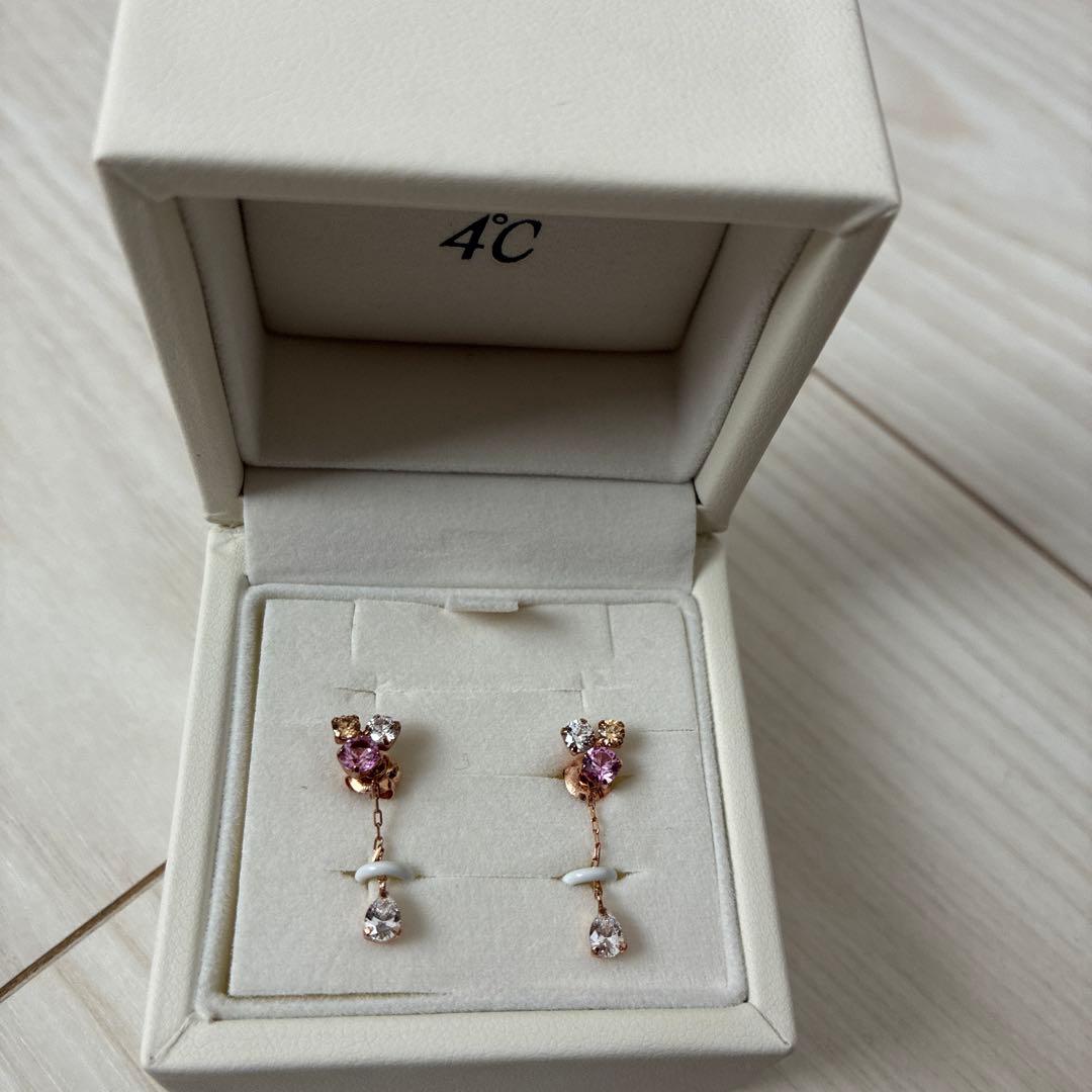 4℃ ヨンドシー K10 ピンクゴールド ピアス K10PG 3色 揺れ