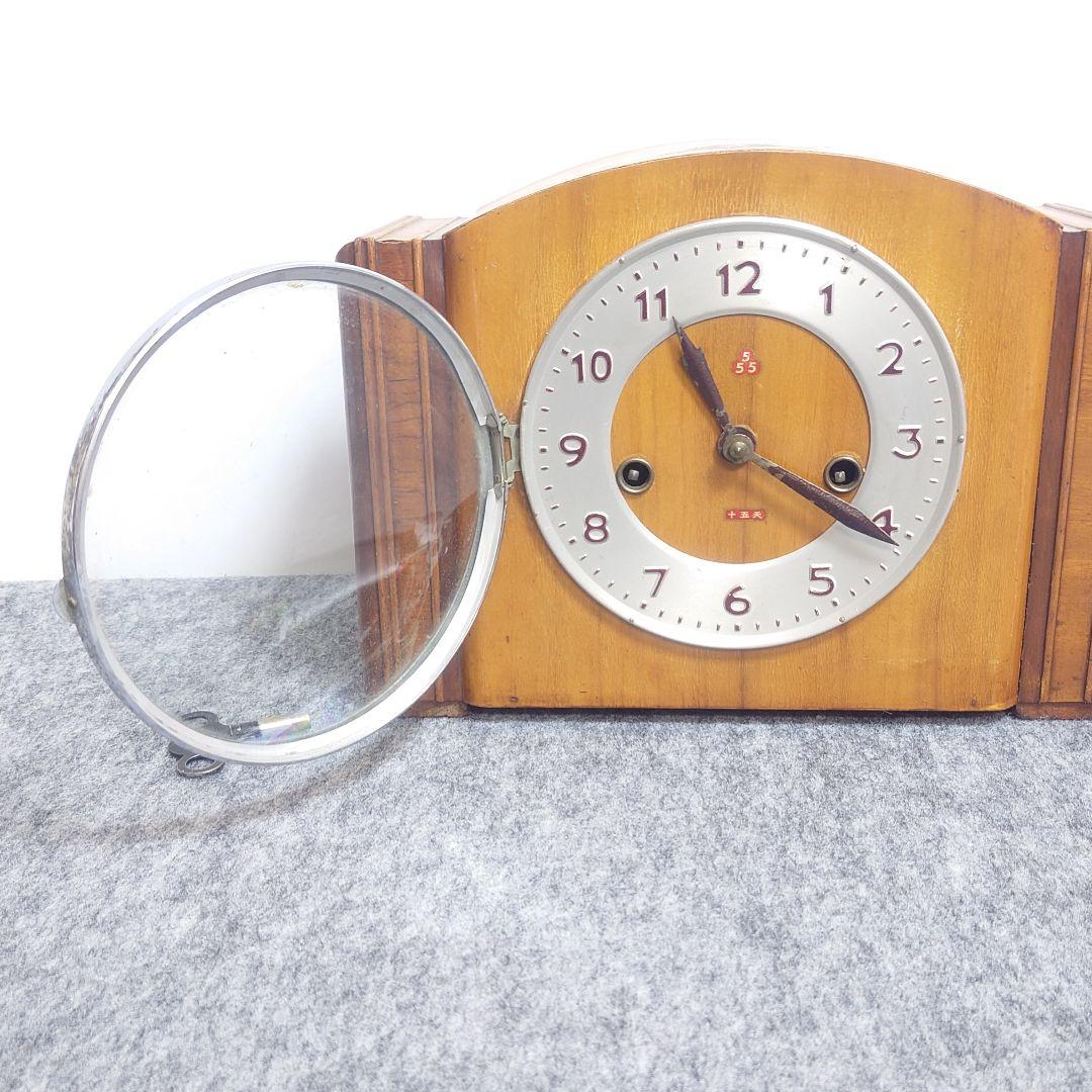 レトロ 置時計 1959年製 木製 鍵付き　上海南海 555