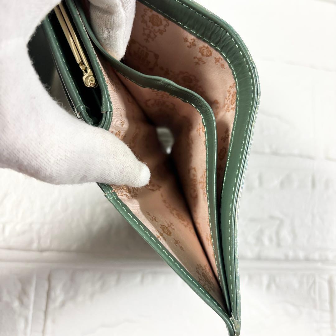 【未使用】ANNA SUI アナスイ　ローズハート がま口二つ折り財布 ミント