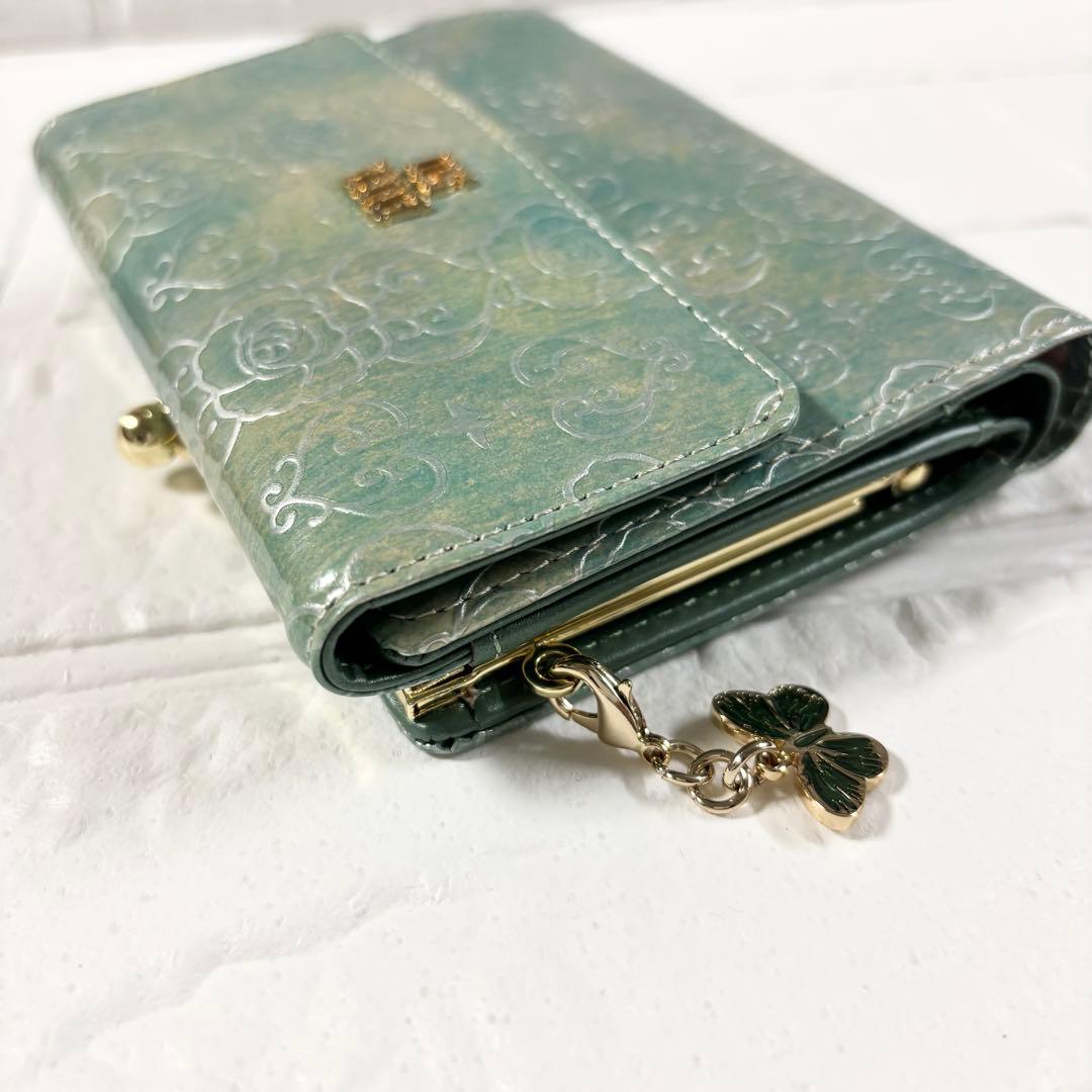 【未使用】ANNA SUI アナスイ　ローズハート がま口二つ折り財布 ミント