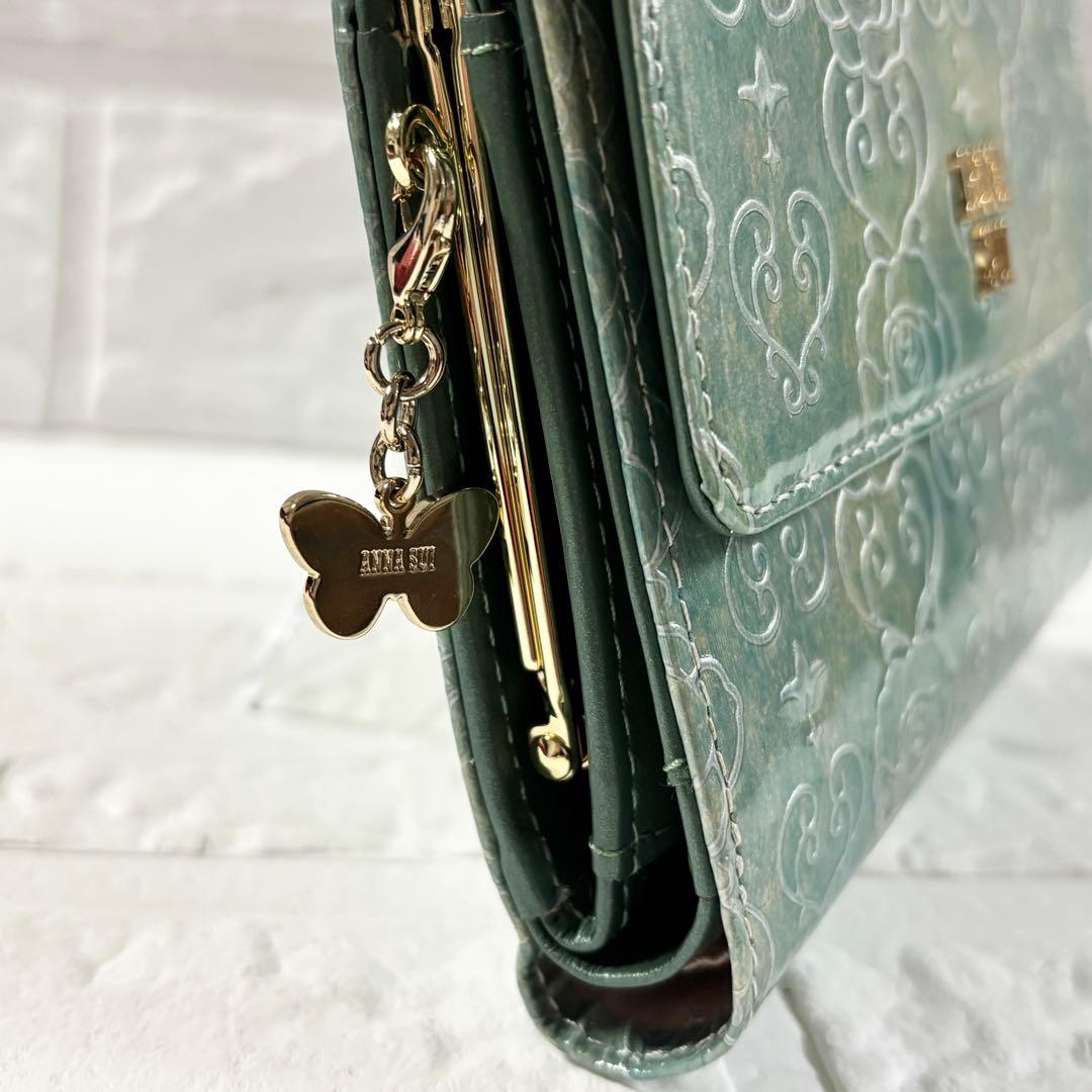 【未使用】ANNA SUI アナスイ　ローズハート がま口二つ折り財布 ミント