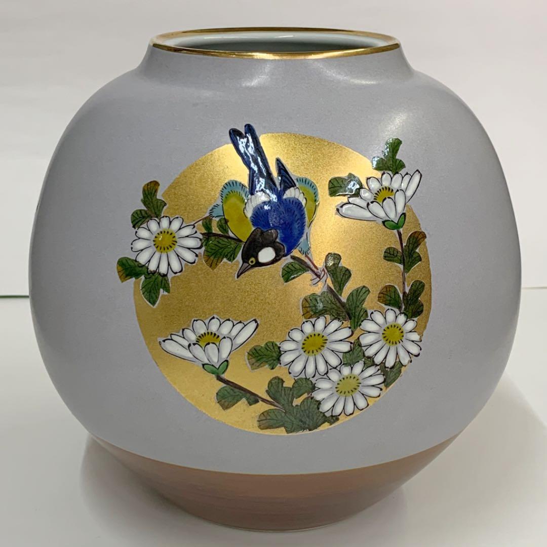 【花瓶12】九谷焼　円窓花鳥　8号　大田健次郎