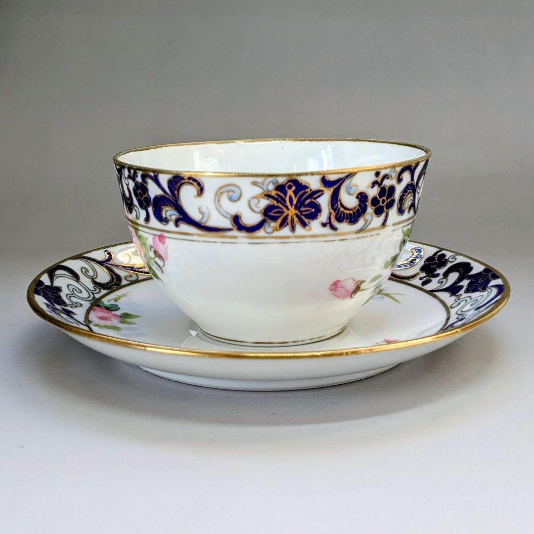 オールドノリタケ銘品!! 金彩藍帯薔薇図紋　キャビネットカップ＆ソーサー