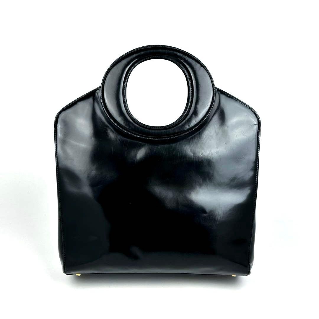 【美品】ディオール　ハンドバッグ　サークル　カナージュ　裏地総柄　パテントレザー