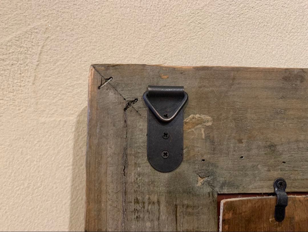 アンティーク　ヴィンテージミラー　木製フレーム扉付