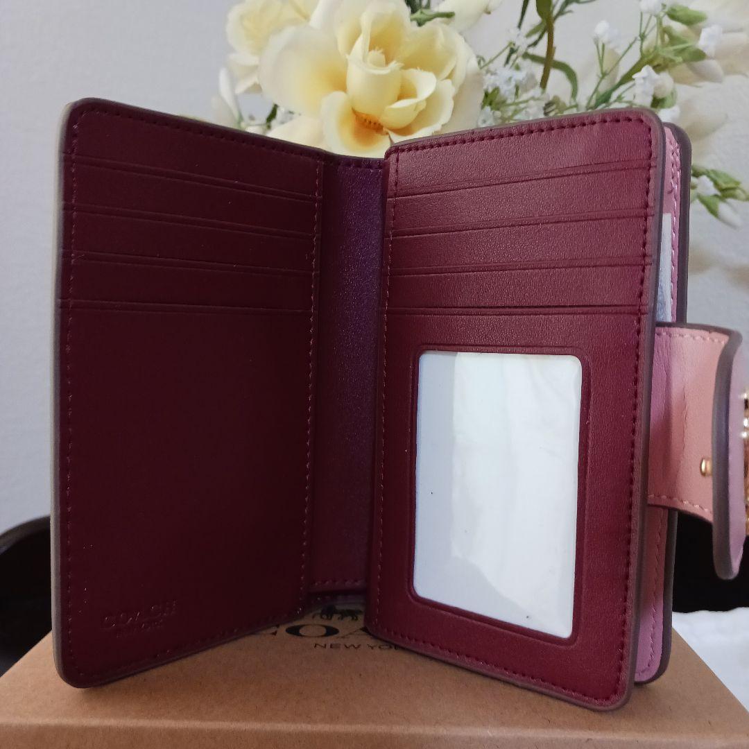 美品COACH 二つ折り財布 ピンク