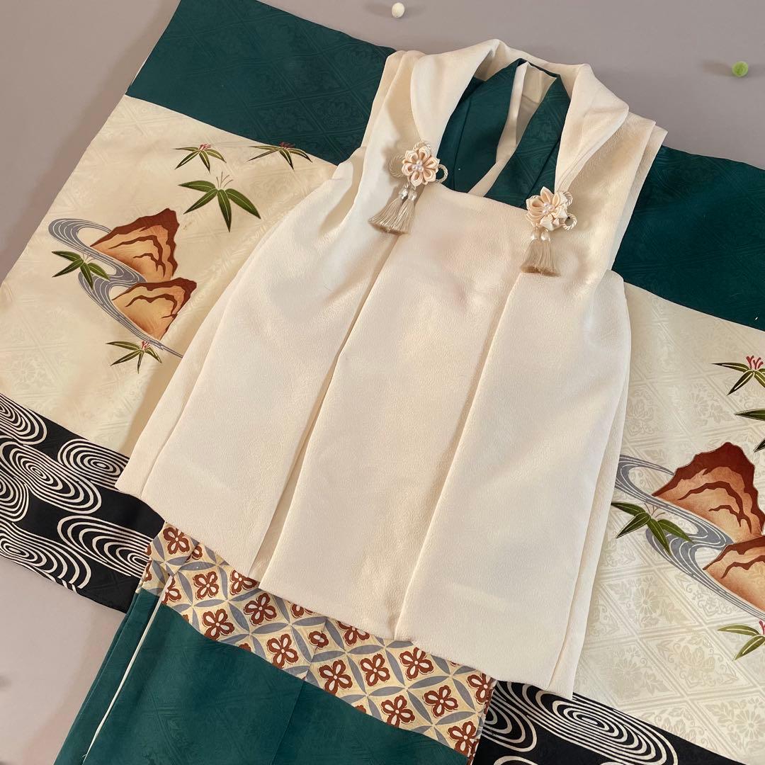 七五三　男の子　正絹お着物セット　正絹白地被布　雪駄