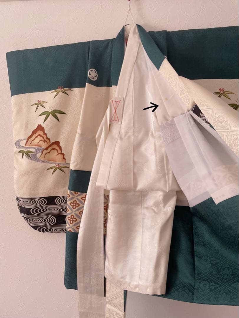 七五三　男の子　正絹お着物セット　正絹白地被布　雪駄