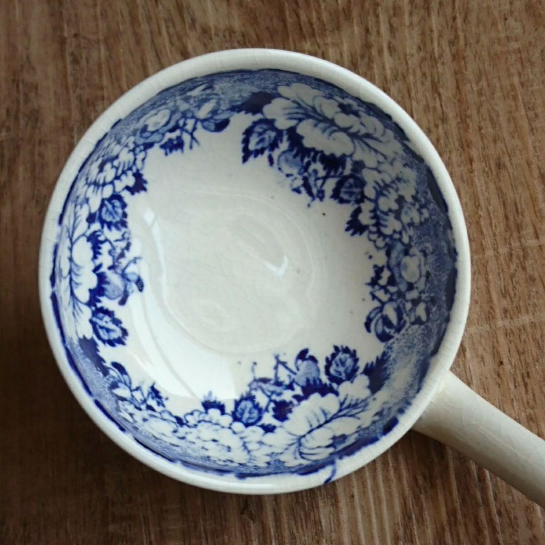 イギリスアンティーク レードル ブルー＆ホワイト ヴィクトリアン