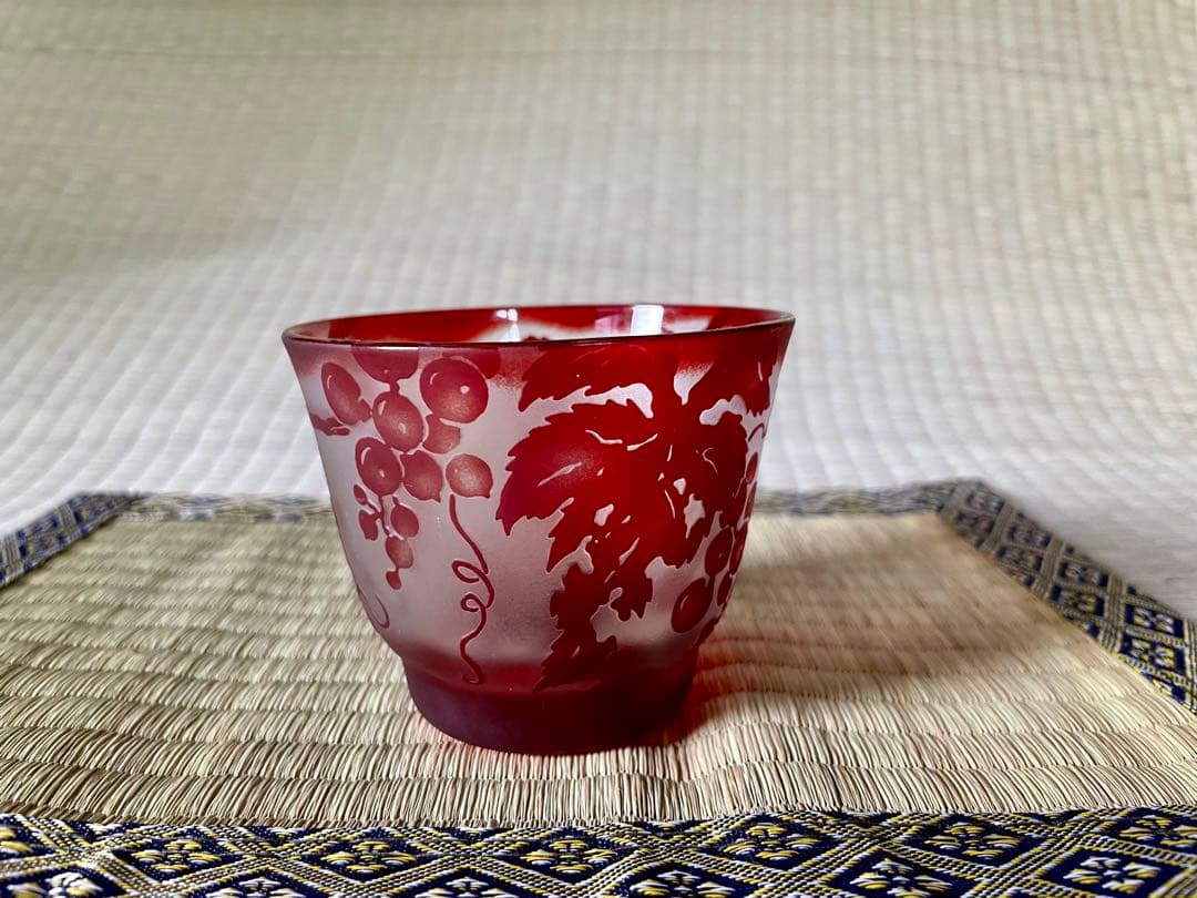 【彫刻硝子】器 ぐい呑 6客セット　中村和正