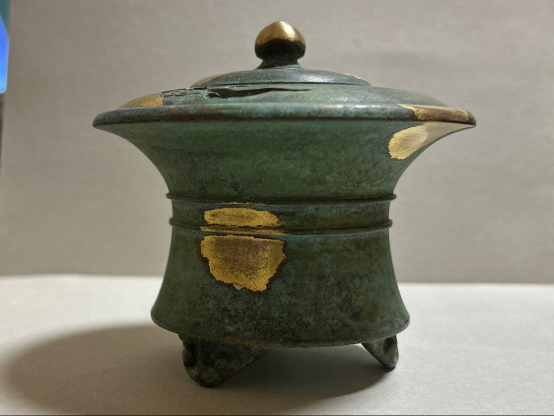 四代　秦蔵六　塗金銅香炉『瑞雲』