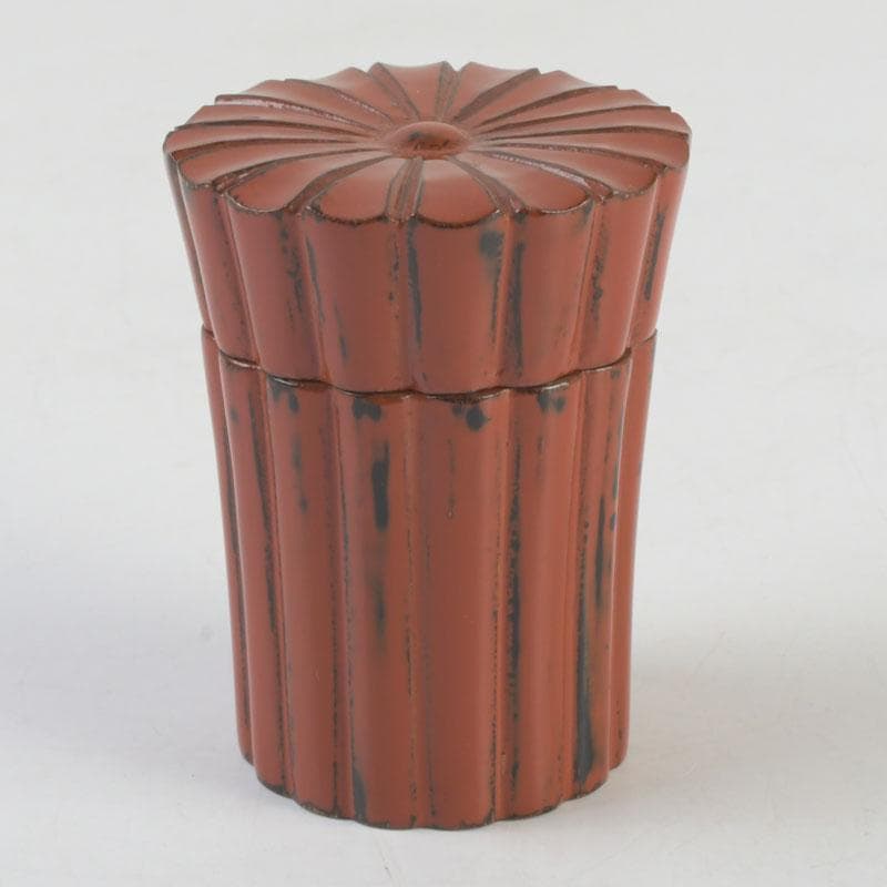 茶道具　輪島塗　久世宗春作　根来菊形　末広棗　共箱　V　9648