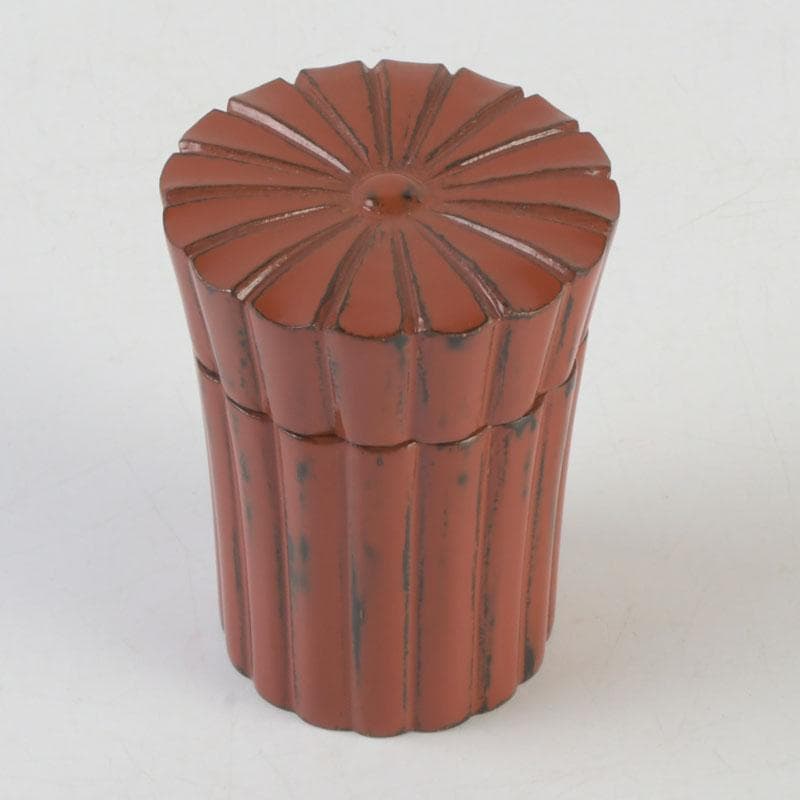 茶道具　輪島塗　久世宗春作　根来菊形　末広棗　共箱　V　9648