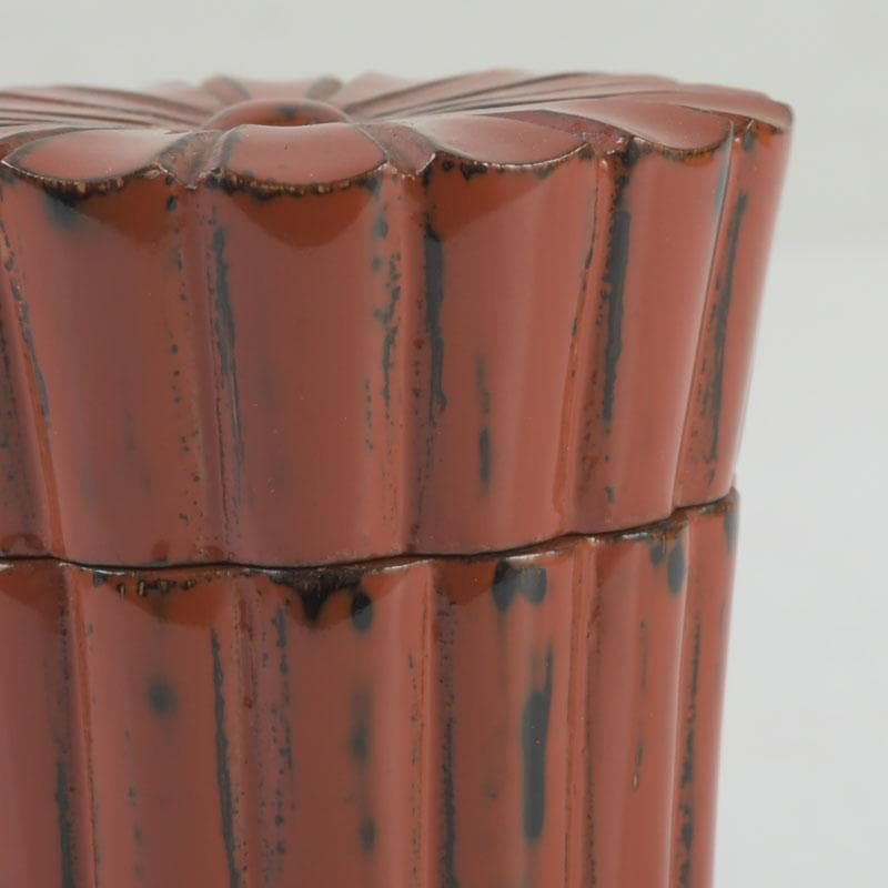 茶道具　輪島塗　久世宗春作　根来菊形　末広棗　共箱　V　9648