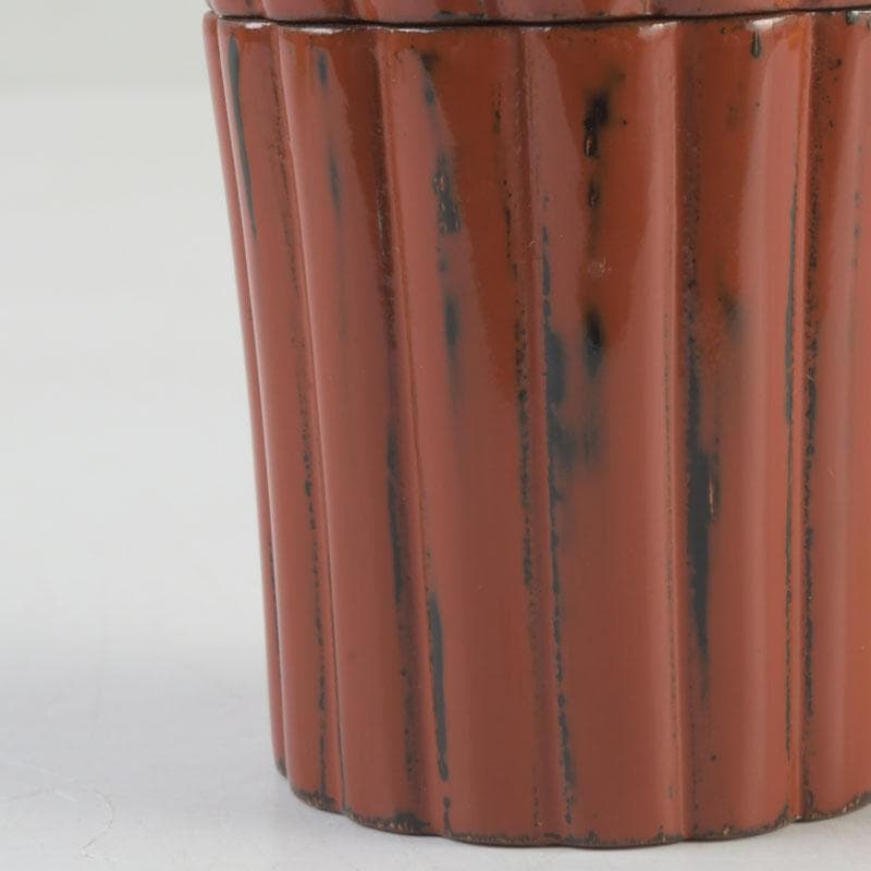 茶道具　輪島塗　久世宗春作　根来菊形　末広棗　共箱　V　9648