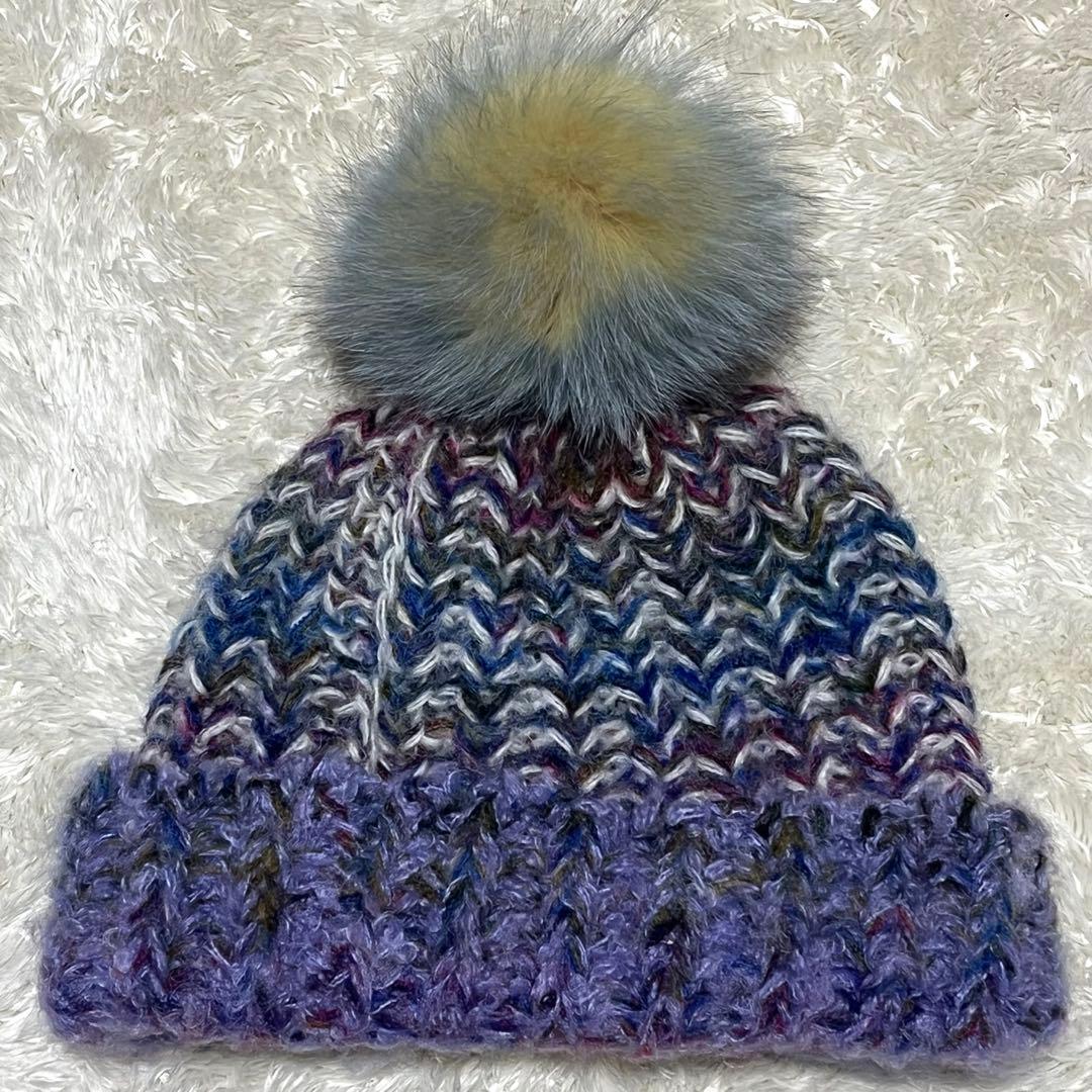 CA4LA カシラ　ニット帽　フォックス　モヘヤ　アルパカ