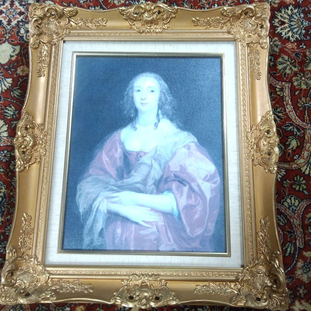 バァンダイクのベェドフォード伯爵夫人の複製肖像画(F6号)&彫刻額縁