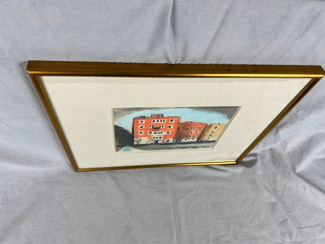 ★肉筆貴重な原画★西村千太郎／オレンジの家／パステル★直筆サイン★物故