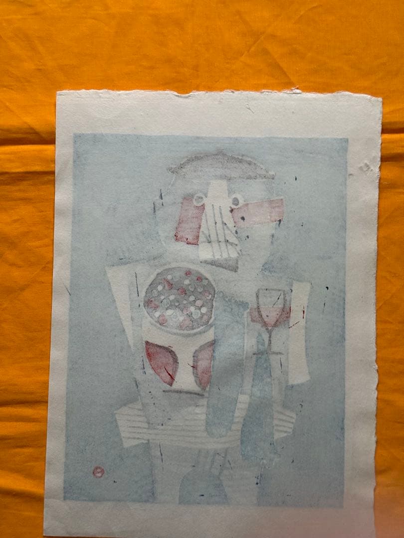 畦地梅太郎「花の季節」木版画（1966年作、直筆サインあり）