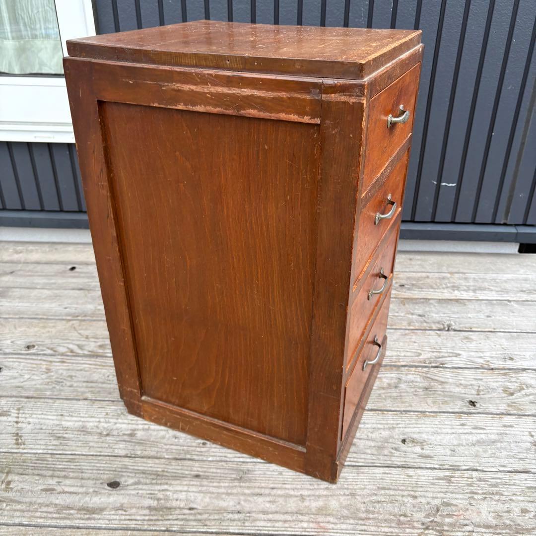 昭和レトロ アンティーク 古家具 道具箱 木製チェスト 4段 タンス 小箪笥