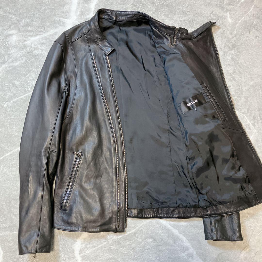 SHELLAC ラムレザー シングルライダース セミダブル レザージャケット L