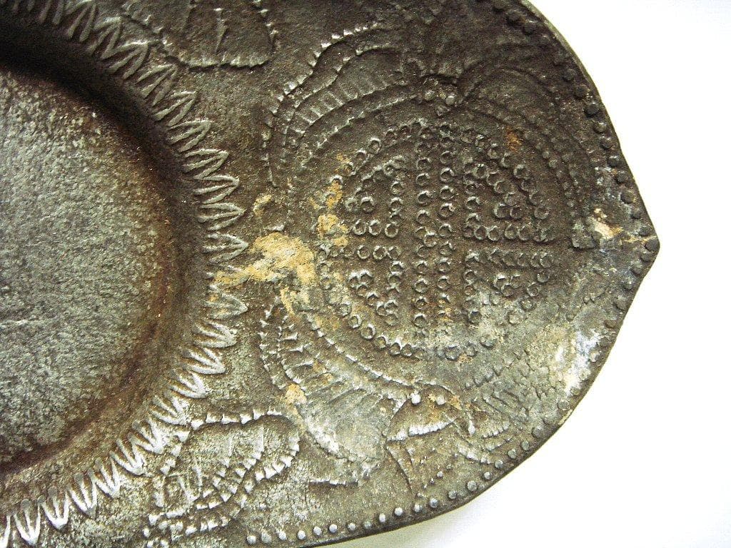 624『中国美術 古錫 十字紋 茶托 ５枚』/骨董品 古美術 古玩 アンティーク