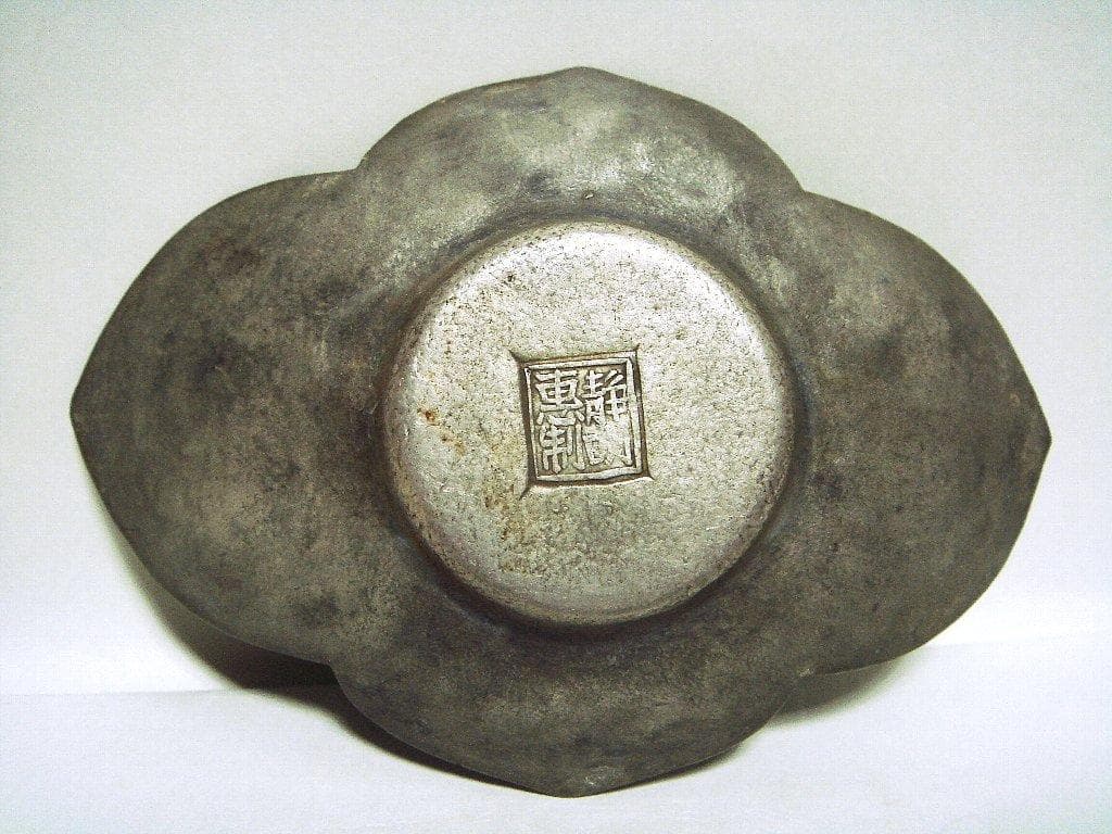 624『中国美術 古錫 十字紋 茶托 ５枚』/骨董品 古美術 古玩 アンティーク