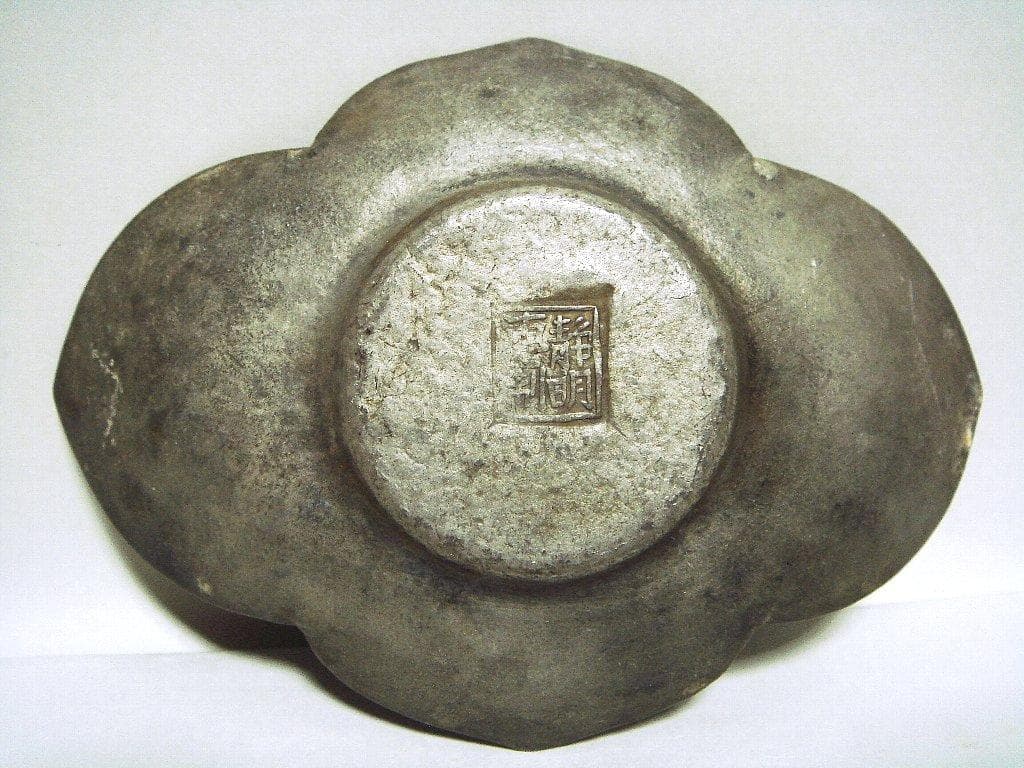 624『中国美術 古錫 十字紋 茶托 ５枚』/骨董品 古美術 古玩 アンティーク