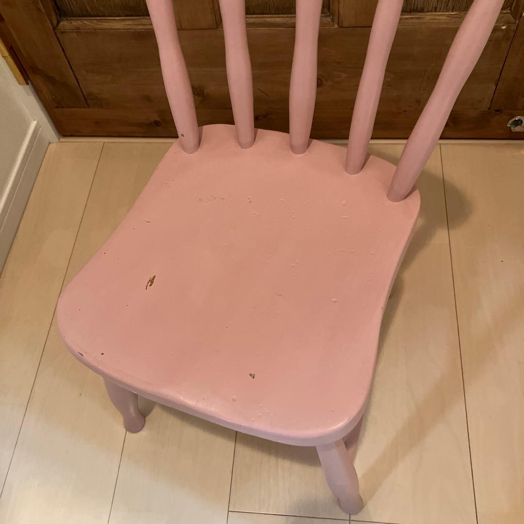 イギリス アンティーク　チャイルドチェア　ペイント ピンク キッズチェア