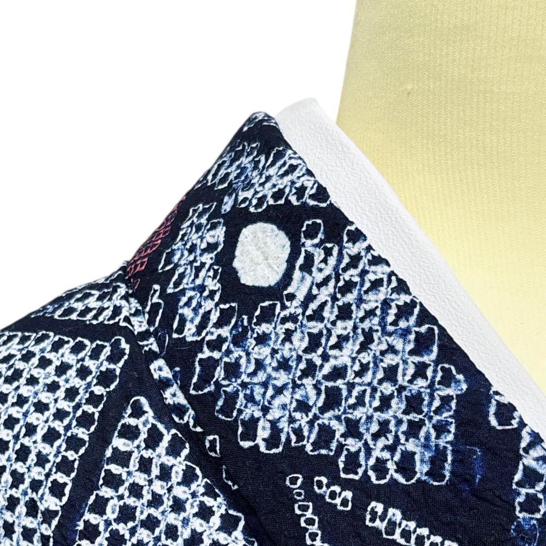 A84夏着物　浴衣　有松鳴海絞り 高級浴衣 花 綿　美品